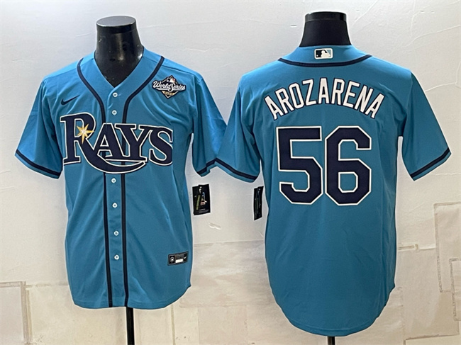 Men's Blue Tampa Bay Rays #56 Randy Arozarena 2026 World Series Cool Base Stitched Baseball Jersey